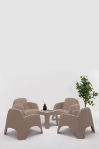 Şile Pratik Bahçe, Balkon Oturma Grubu ( 1+1+1+1+S ) Bahçe Mobilyası / Cappucino